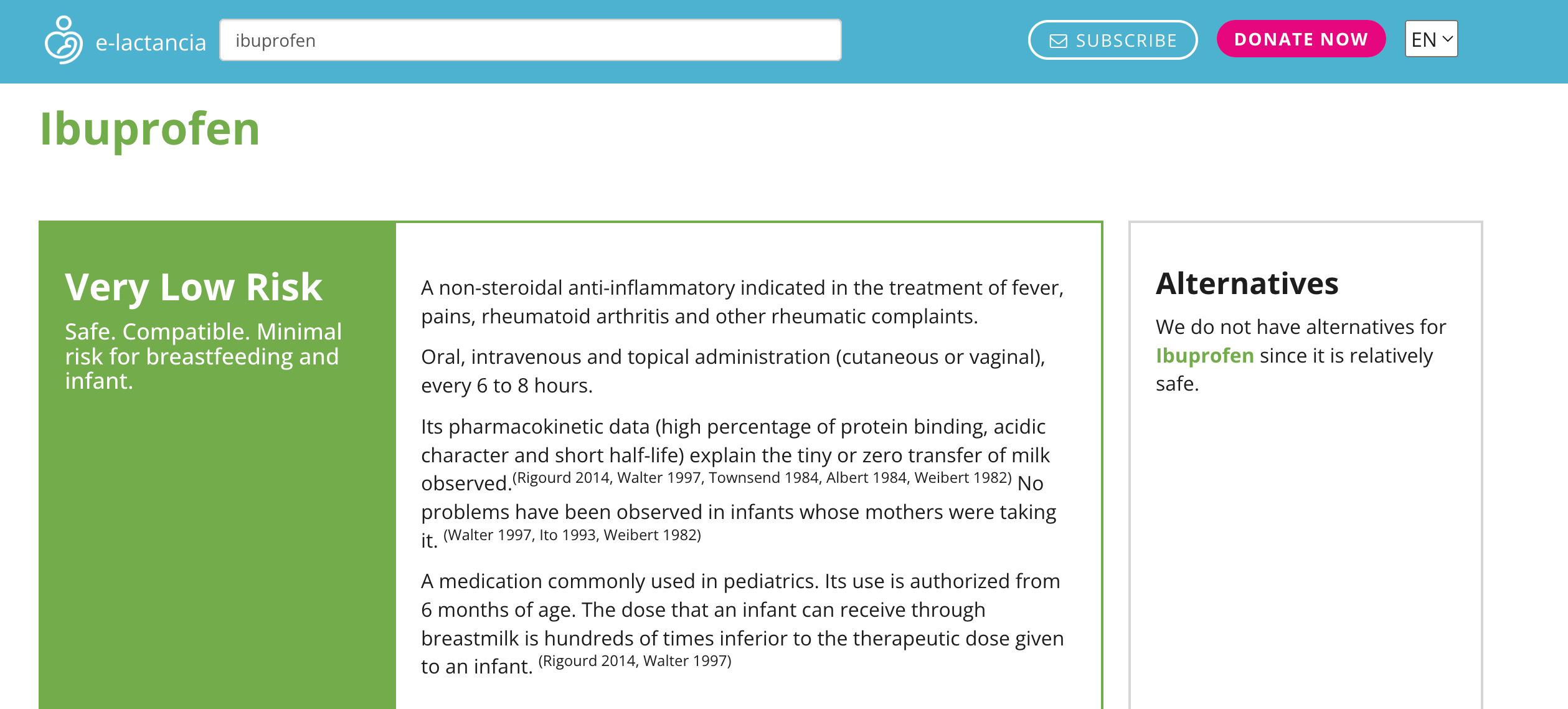 Compatibility check for drugs in breast milk